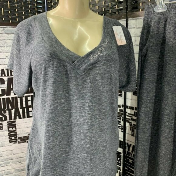 Danskin 2 PC Gray Space-Dye Top & Pants Sleepwear - Picture 2 of 8